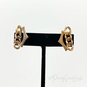 Vintage Copper Chain with Brass Knuckles Edge Clip On Earrings